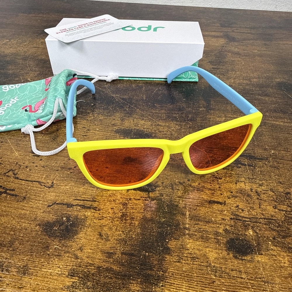 Goodr Pineapple Painkillers Sunglasses Yellow Blue Pink Lenses NEW in Box